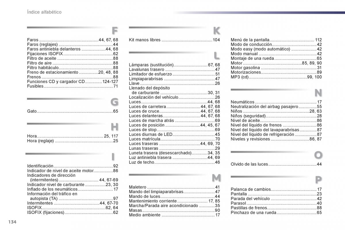 Peugeot 107 manual del propietario / page 136