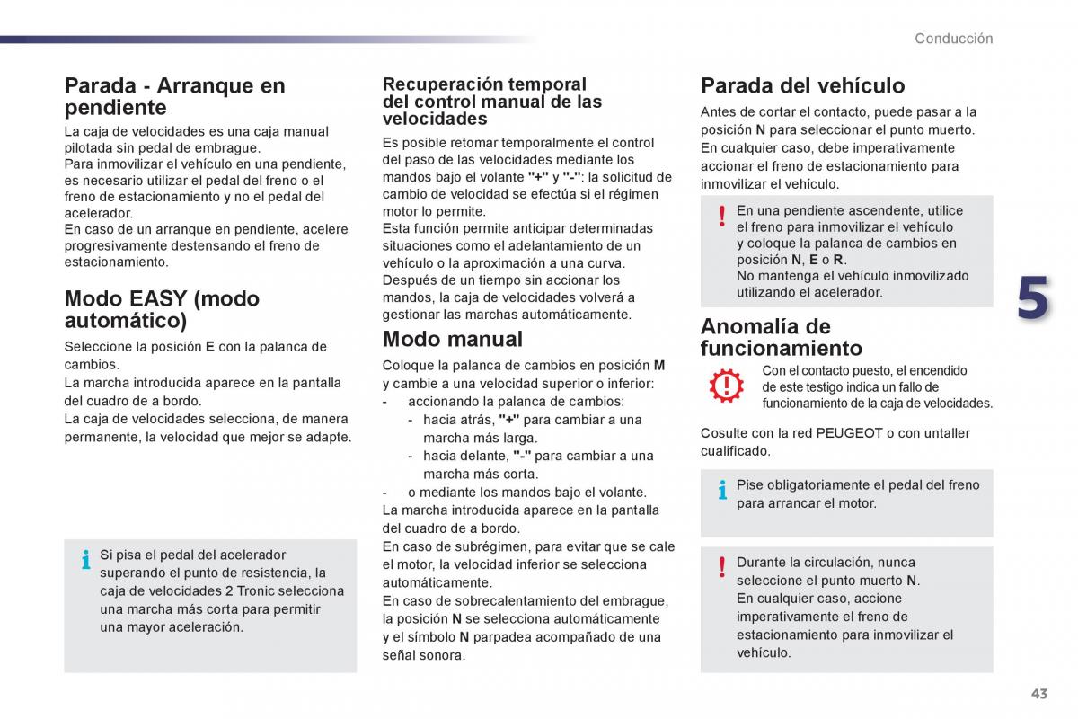 Peugeot 107 manual del propietario / page 45