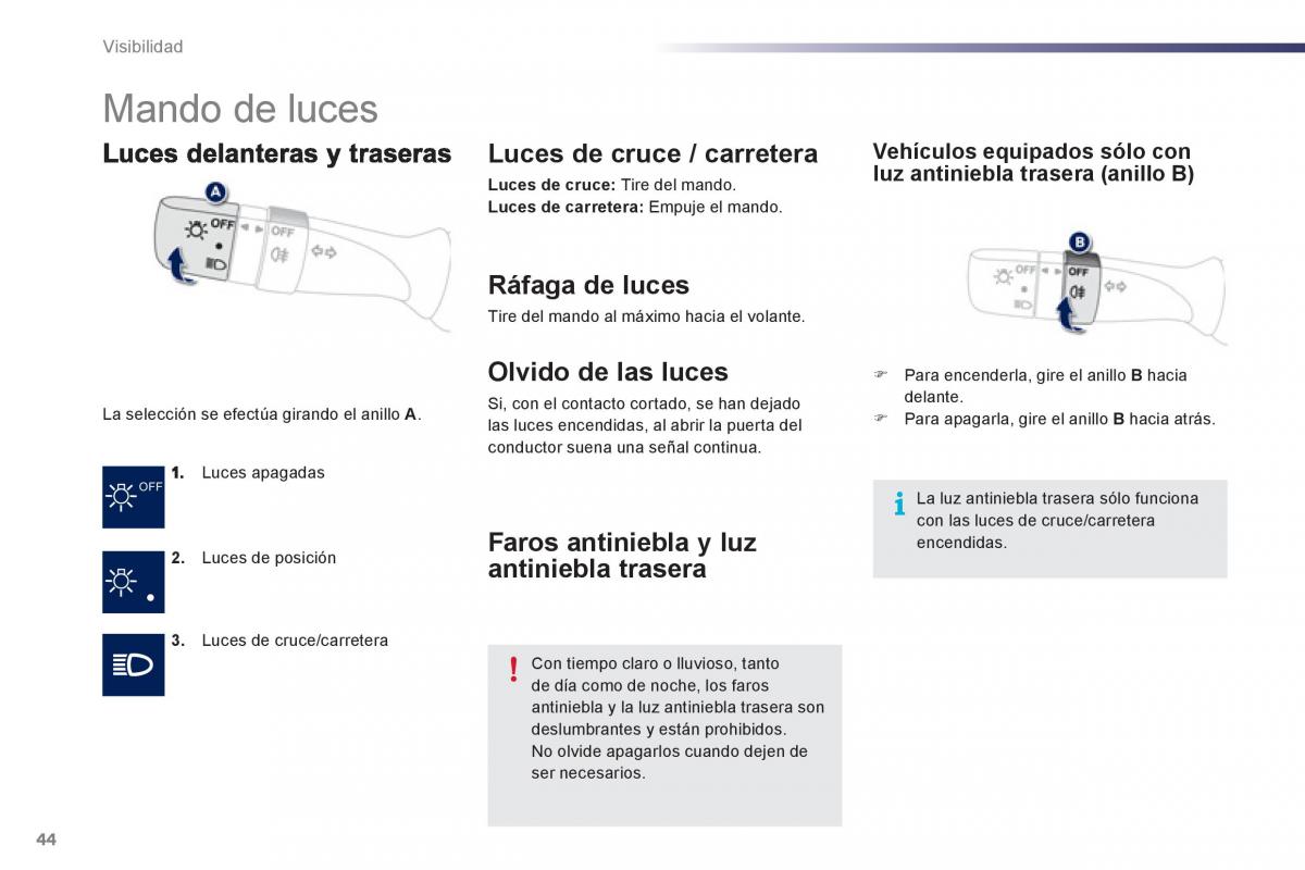 Peugeot 107 manual del propietario / page 46