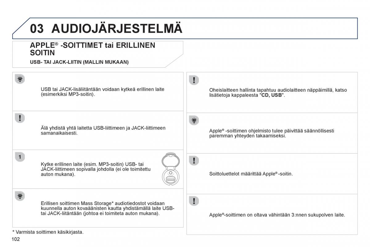 Peugeot 107 omistajan kasikirja / page 104