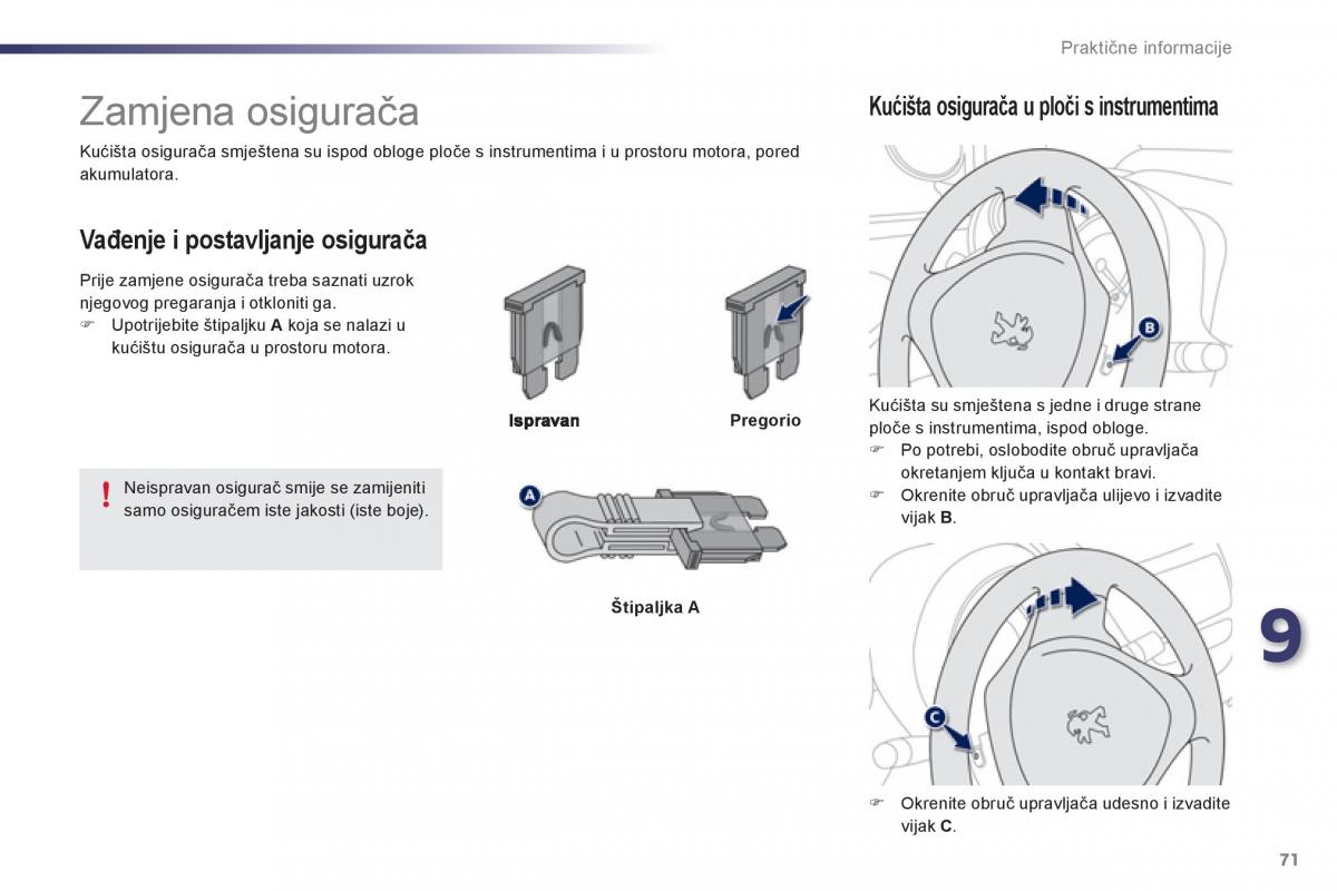 Peugeot 107 vlasnicko uputstvo / page 73