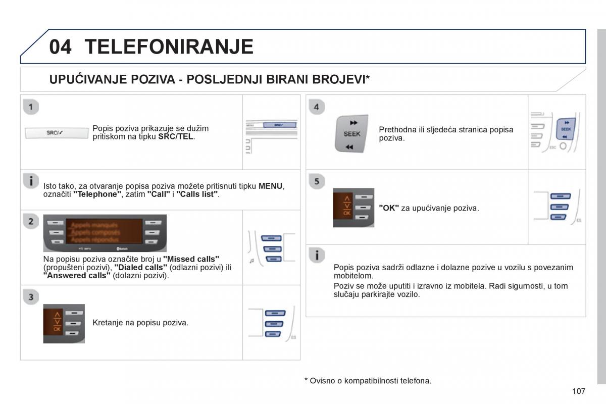 Peugeot 107 vlasnicko uputstvo / page 109