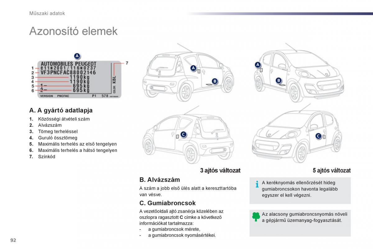 Peugeot 107 Kezelesi utmutato / page 94