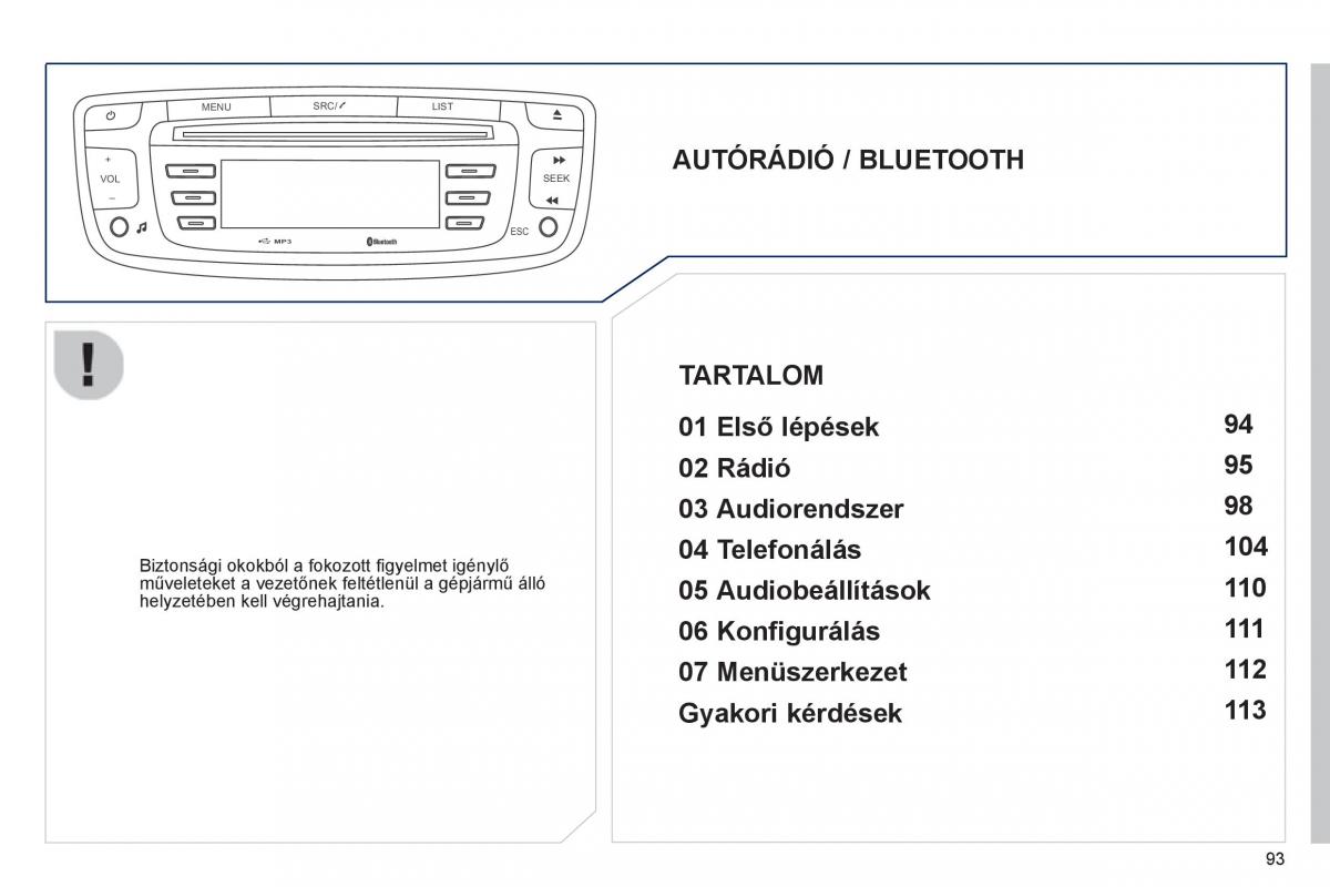 Peugeot 107 Kezelesi utmutato / page 95