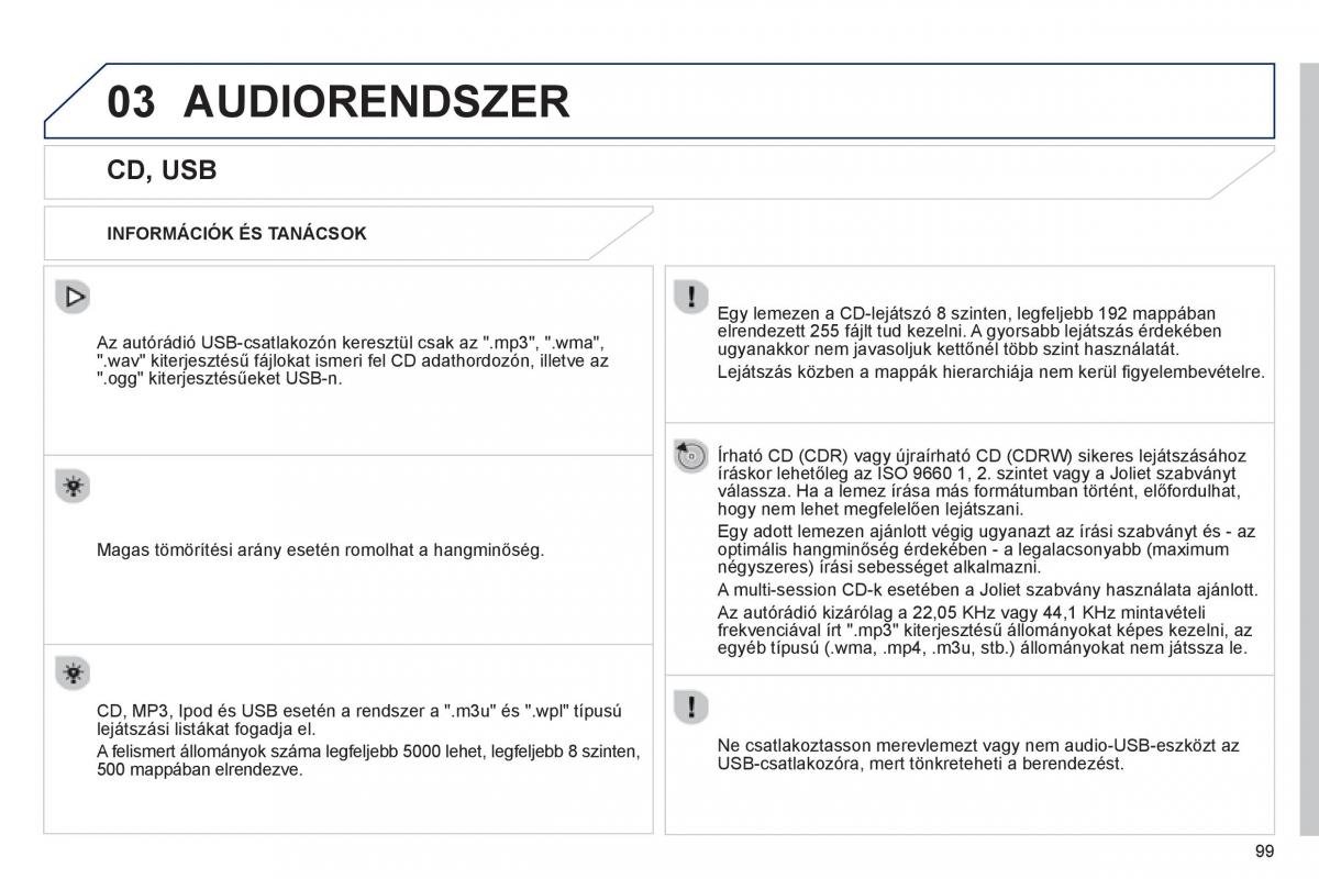 Peugeot 107 Kezelesi utmutato / page 101