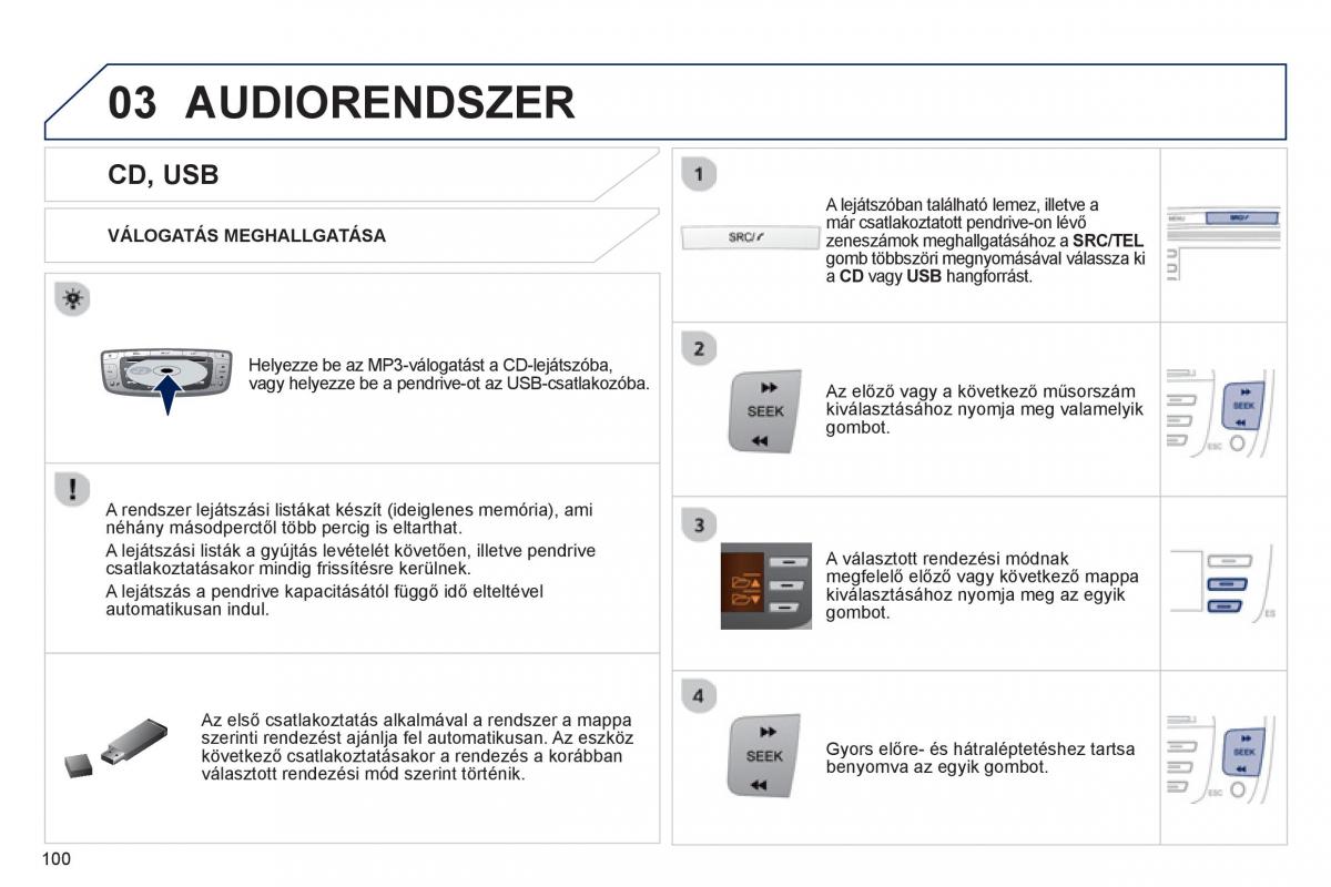 Peugeot 107 Kezelesi utmutato / page 102