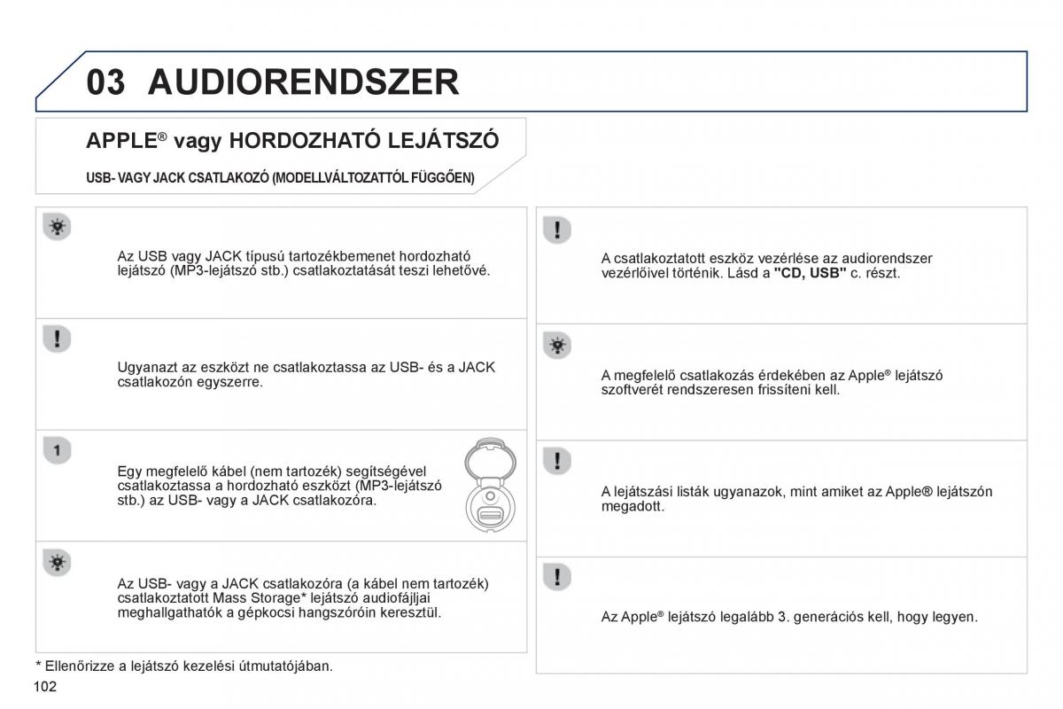 Peugeot 107 Kezelesi utmutato / page 104