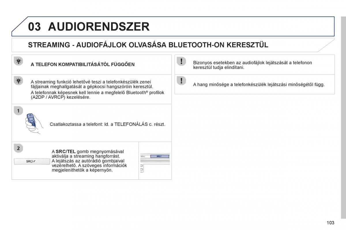 Peugeot 107 Kezelesi utmutato / page 105