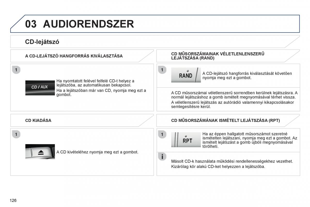 Peugeot 107 Kezelesi utmutato / page 128