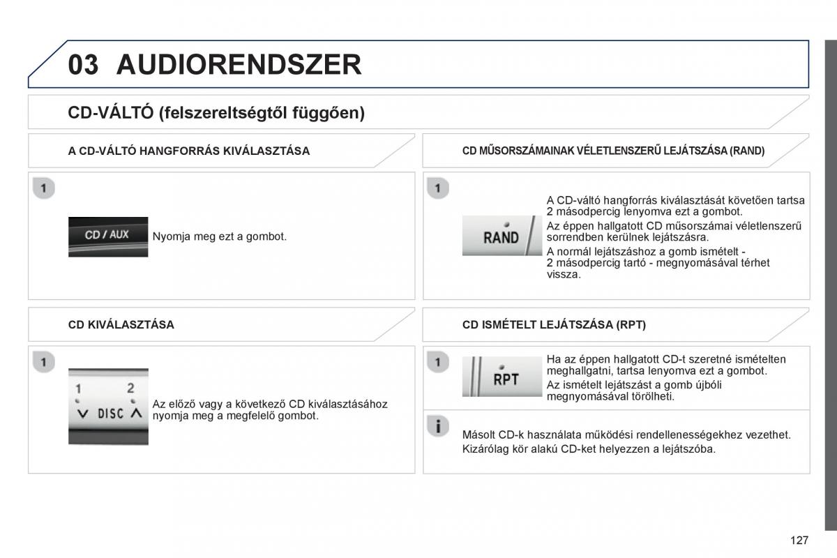 Peugeot 107 Kezelesi utmutato / page 129