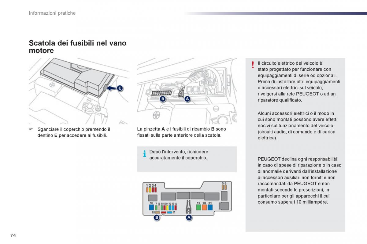 Peugeot 107 manuale del proprietario / page 76