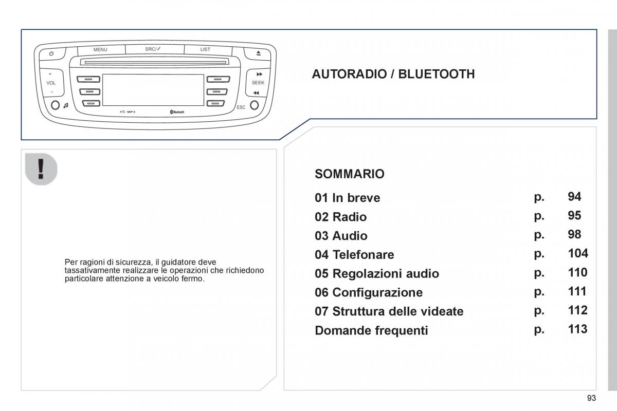 Peugeot 107 manuale del proprietario / page 95