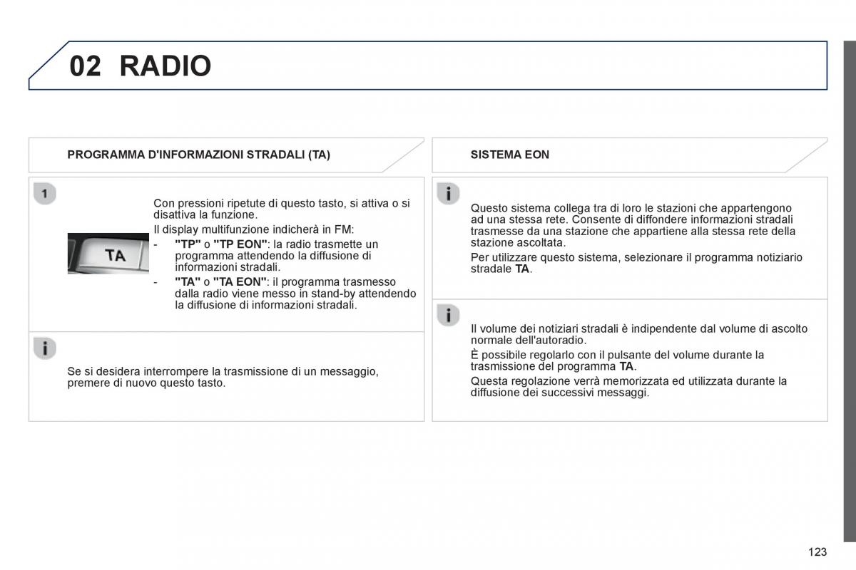 Peugeot 107 manuale del proprietario / page 125