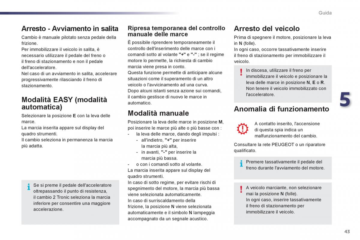 Peugeot 107 manuale del proprietario / page 45