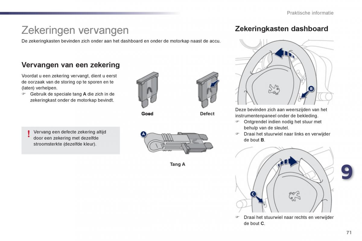 Peugeot 107 handleiding / page 73