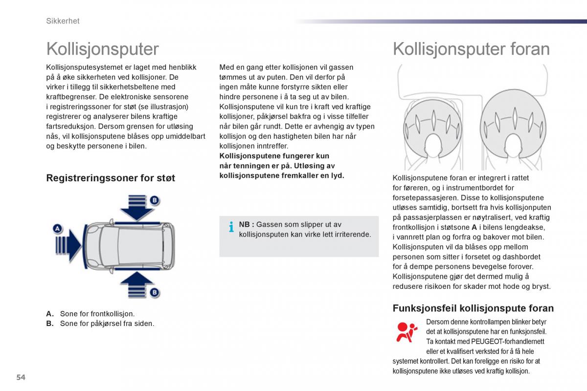 Peugeot 107 bruksanvisningen / page 56