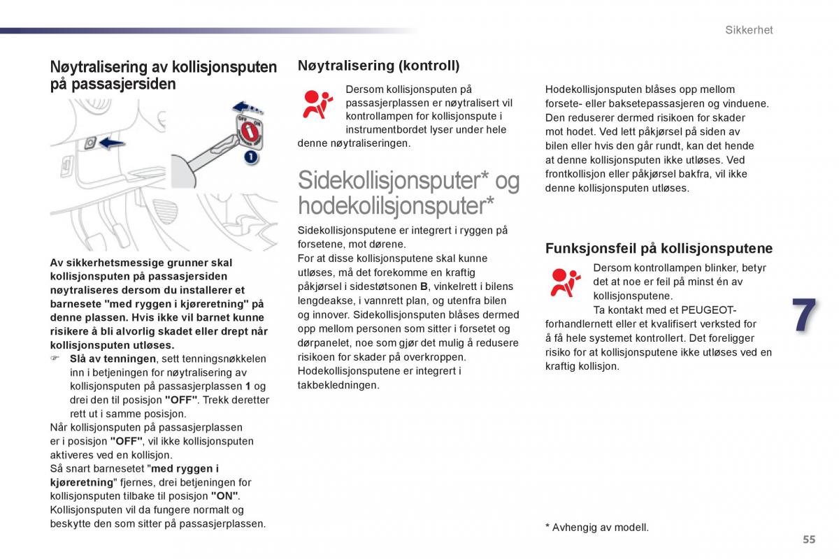 Peugeot 107 bruksanvisningen / page 57