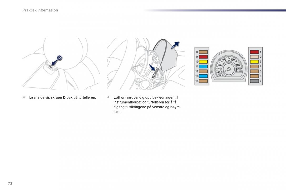 Peugeot 107 bruksanvisningen / page 74