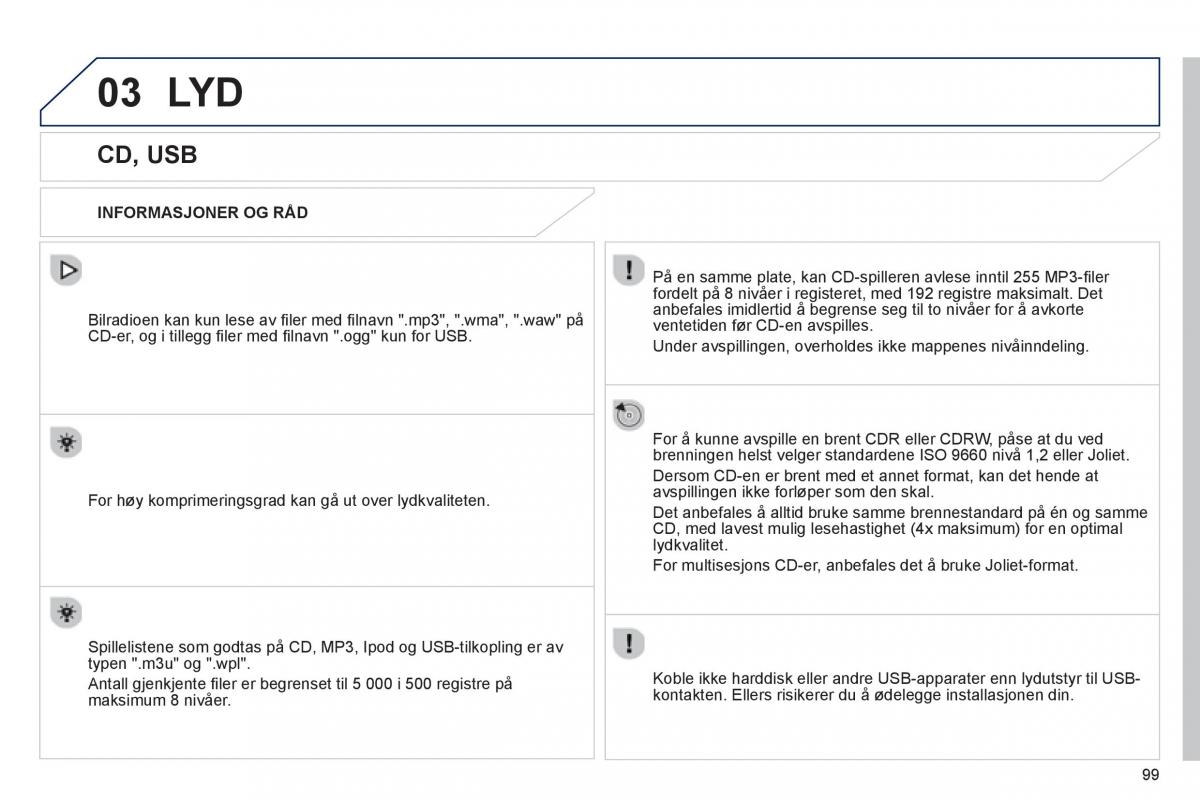 Peugeot 107 bruksanvisningen / page 101