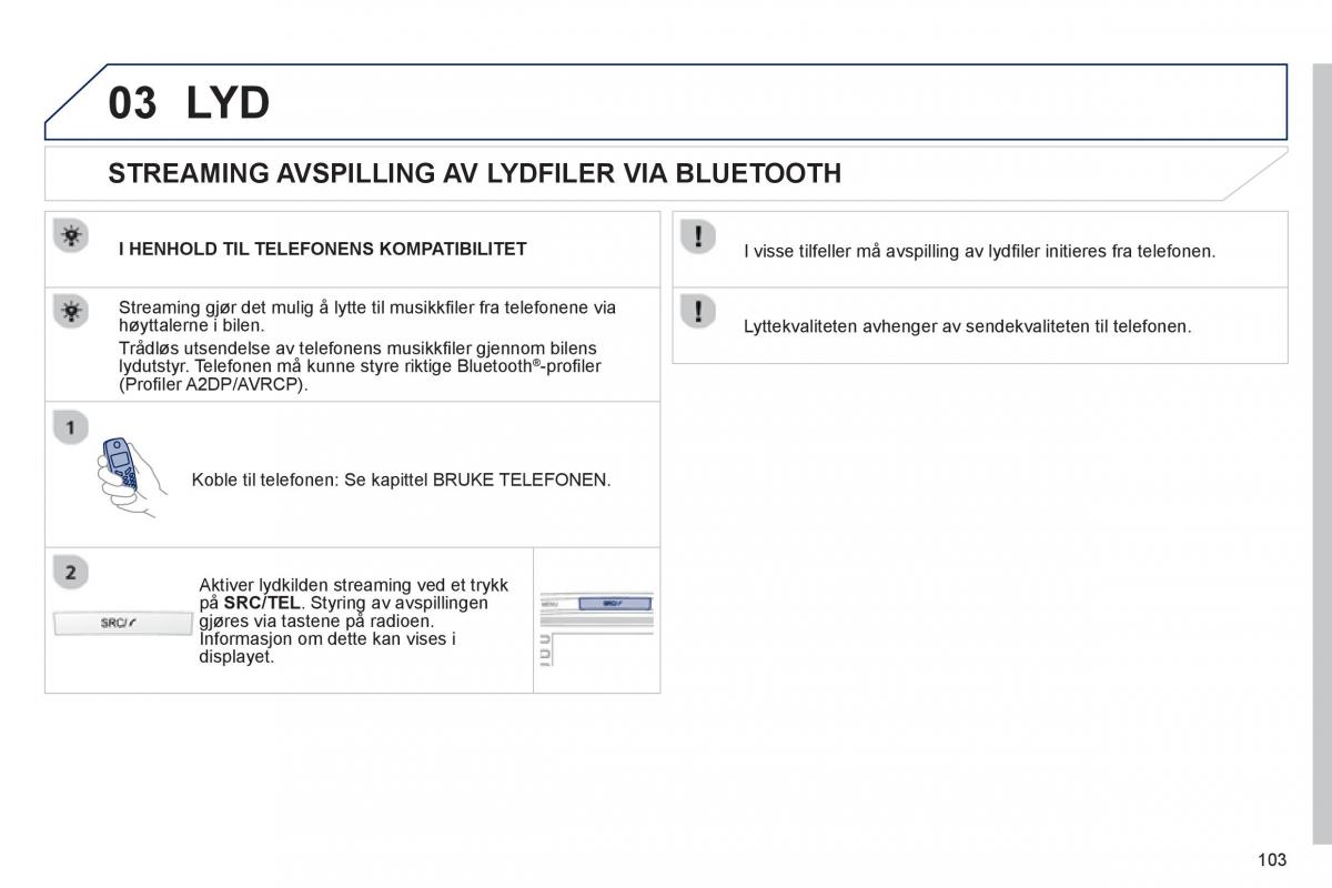 Peugeot 107 bruksanvisningen / page 105