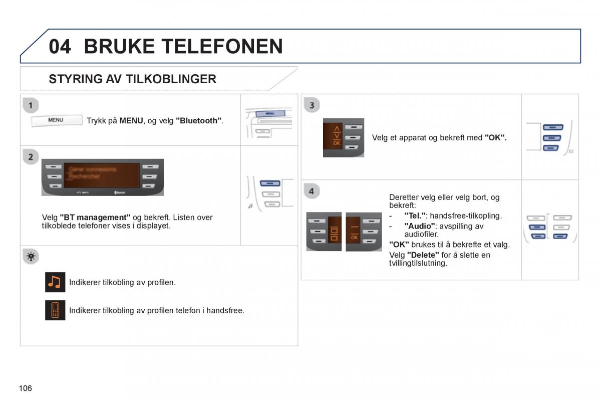 Peugeot 107 bruksanvisningen / page 108