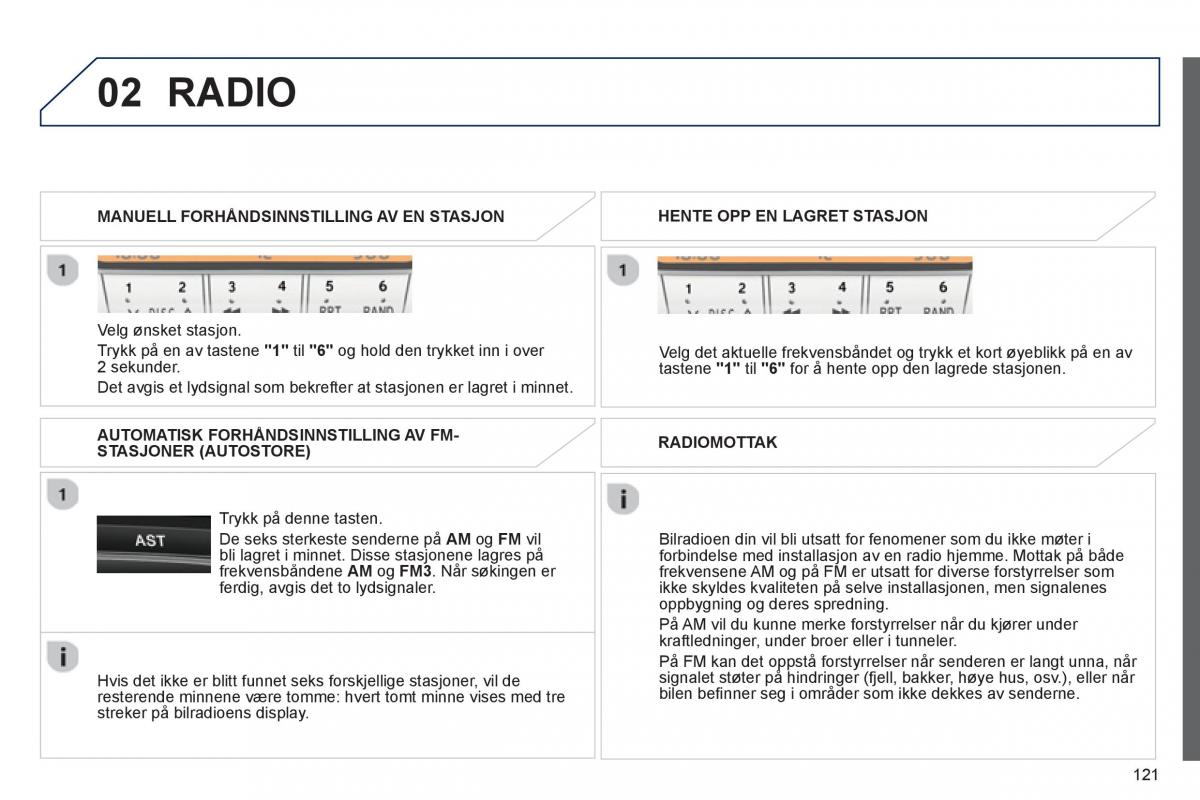 Peugeot 107 bruksanvisningen / page 123