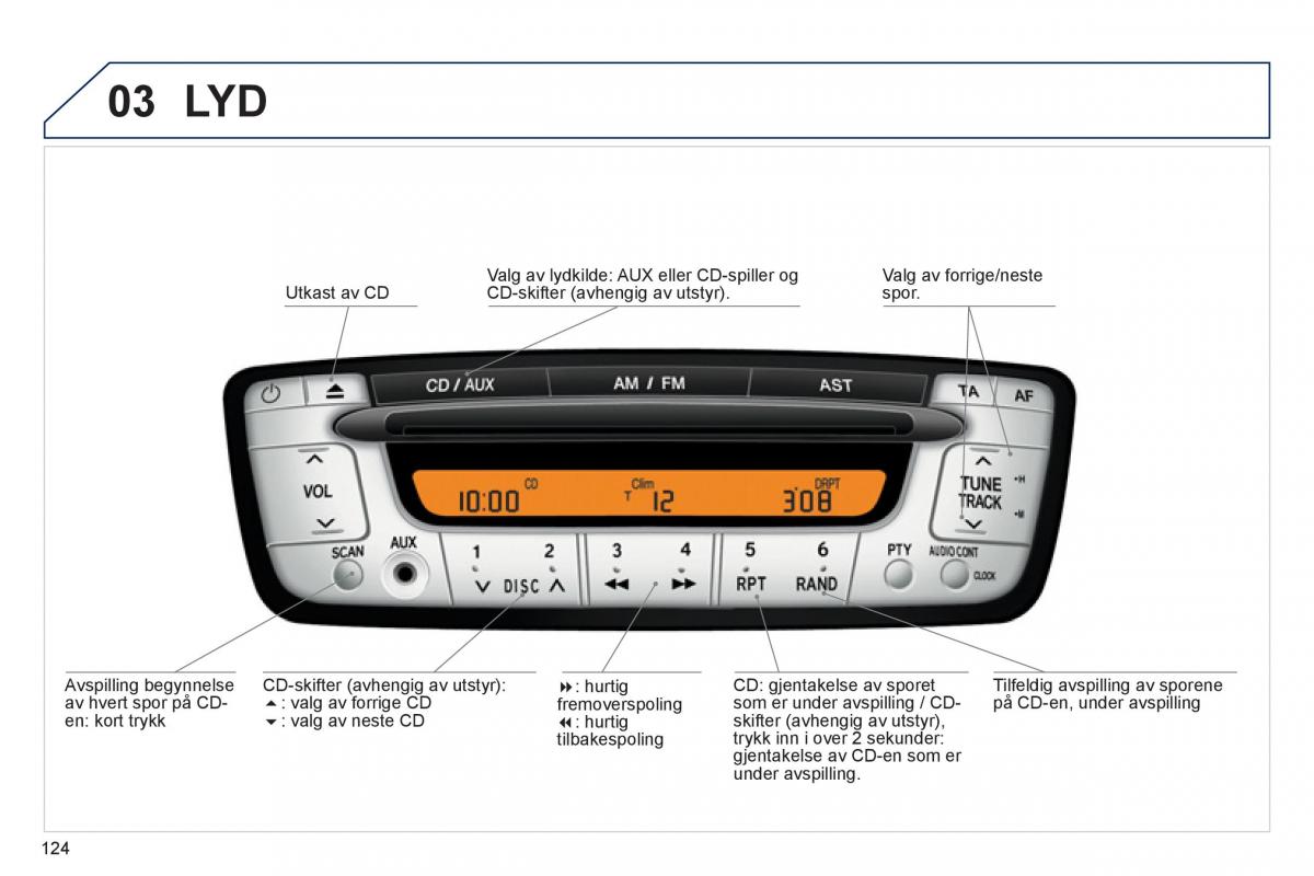 Peugeot 107 bruksanvisningen / page 126