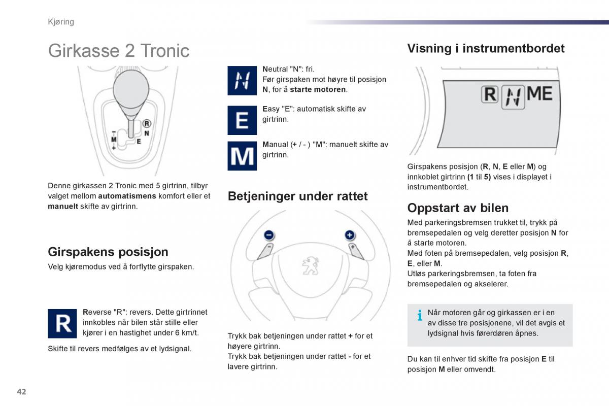 Peugeot 107 bruksanvisningen / page 44