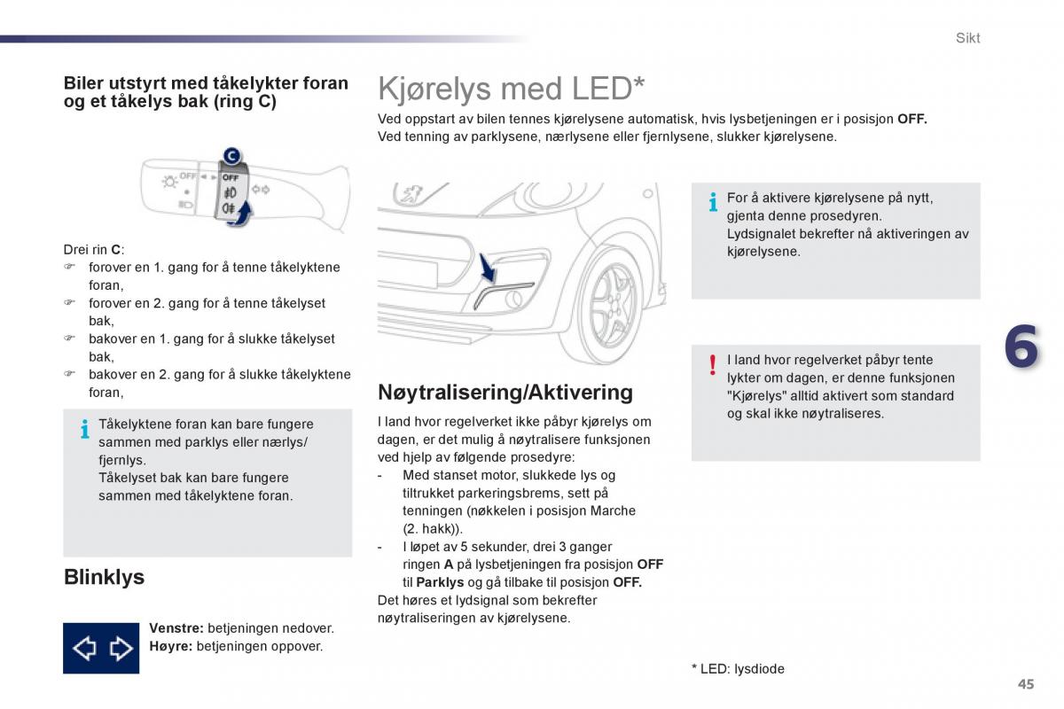 Peugeot 107 bruksanvisningen / page 47