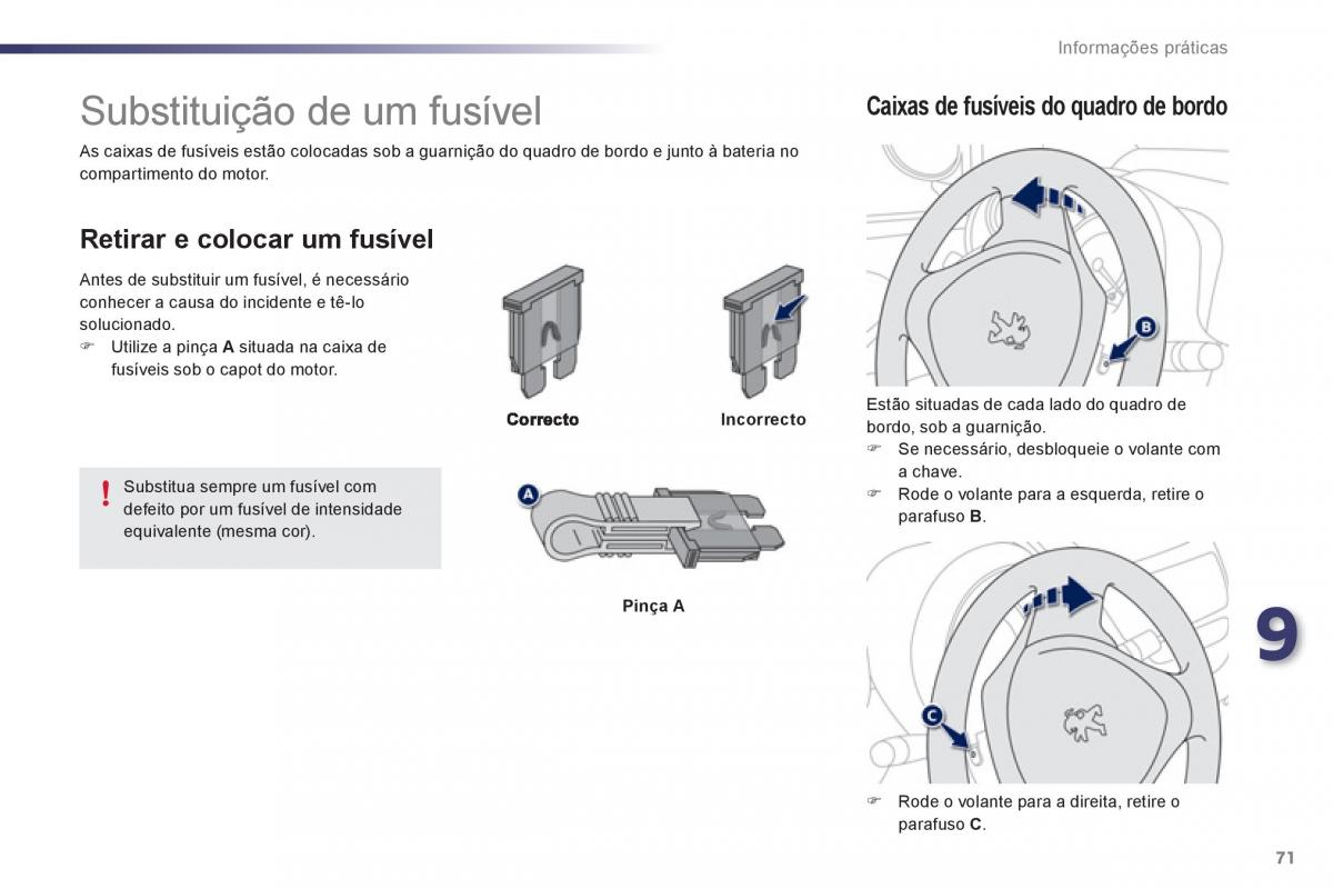 manual de usuario Peugeot 107 manual del propietario / page 73