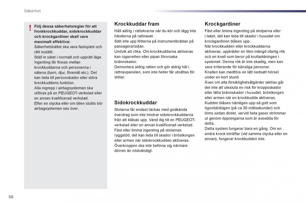 manual de usuario Peugeot 107 instruktionsbok / page 58