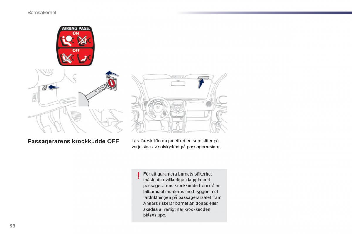 manual de usuario Peugeot 107 instruktionsbok / page 60