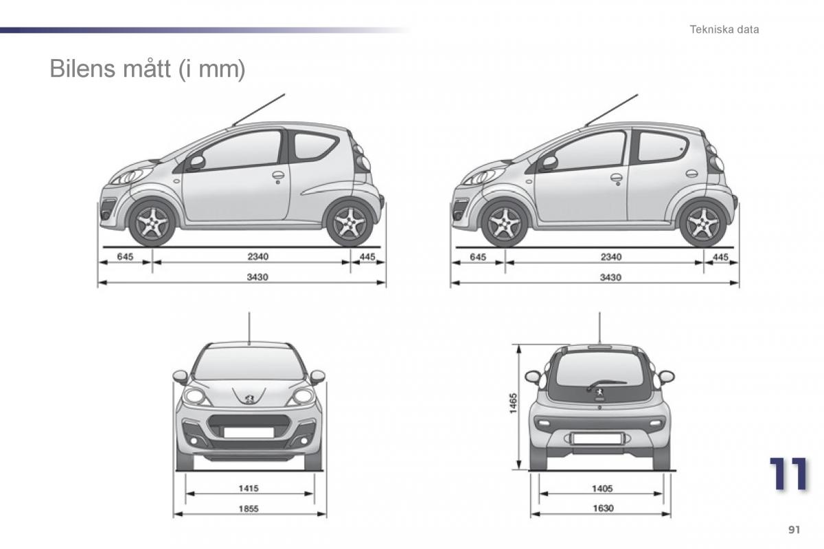 Bedienungsanleitung Peugeot 107 instruktionsbok / page 93