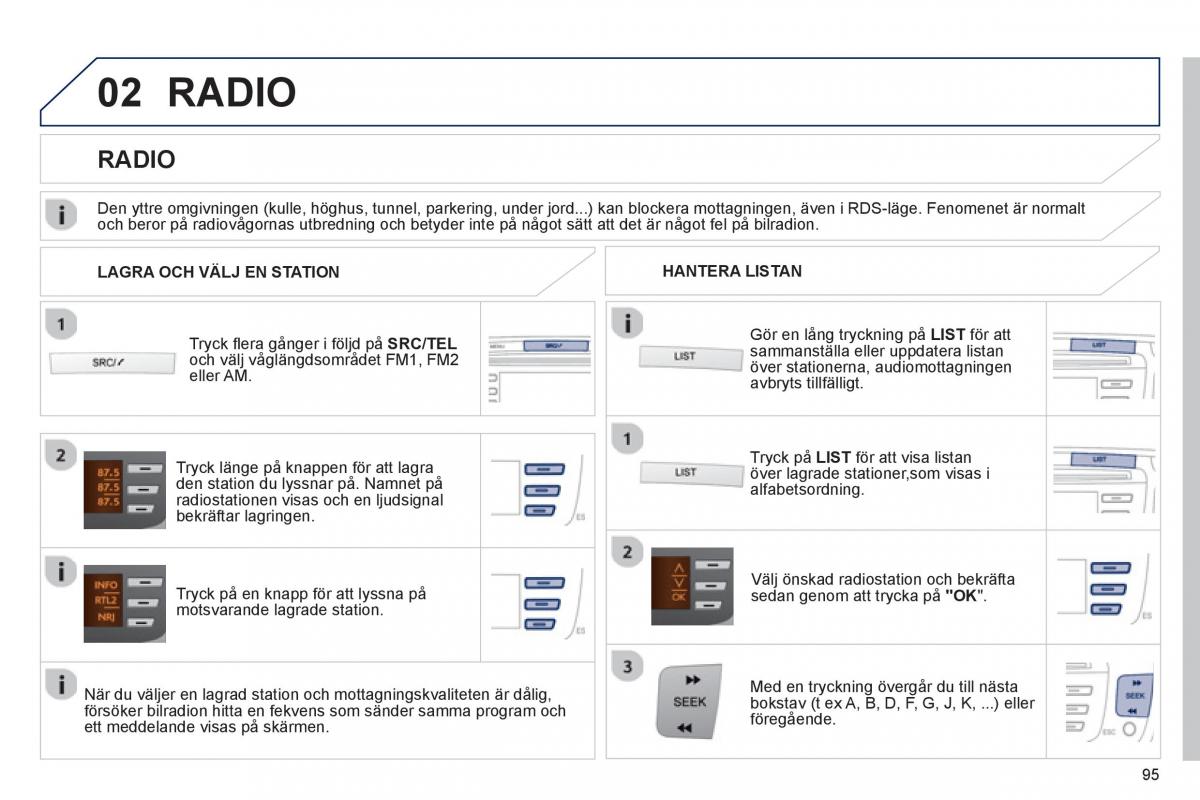 manual de usuario Peugeot 107 instruktionsbok / page 97