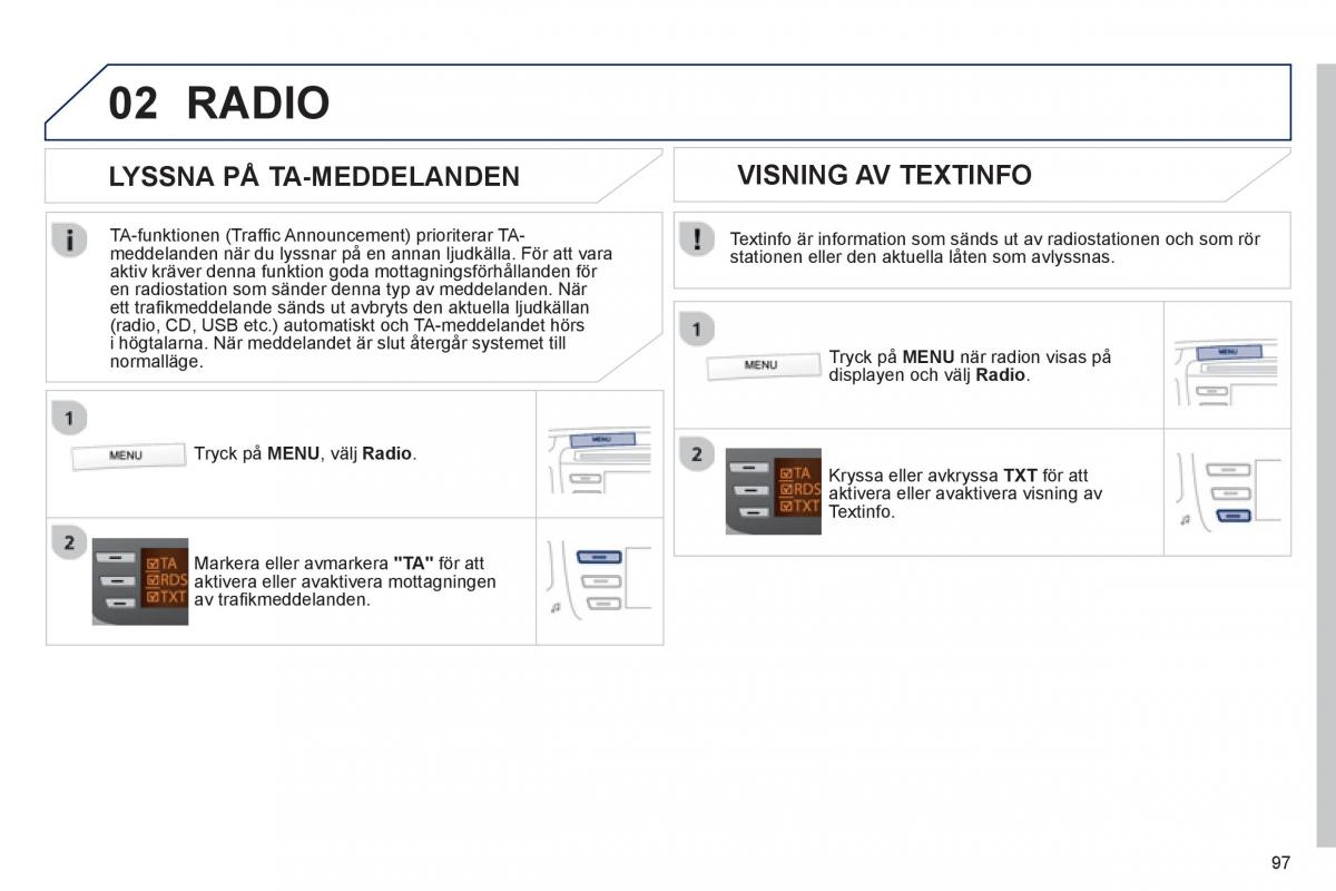 Bedienungsanleitung Peugeot 107 instruktionsbok / page 99