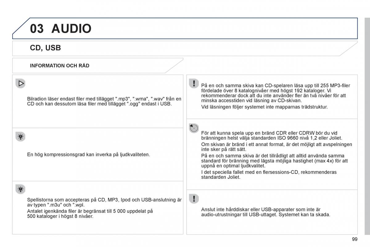 Bedienungsanleitung Peugeot 107 instruktionsbok / page 101