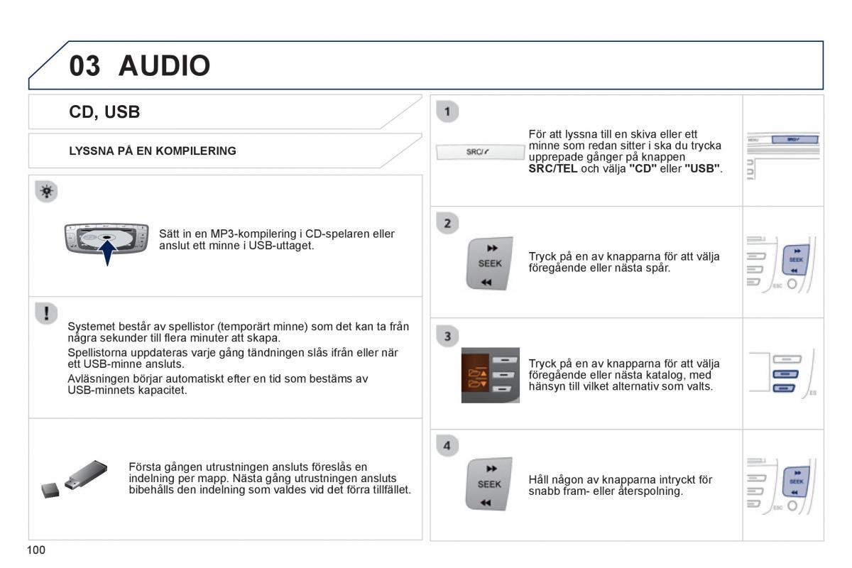 Bedienungsanleitung Peugeot 107 instruktionsbok / page 102