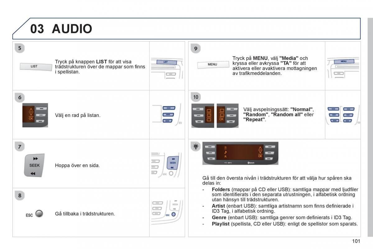 Bedienungsanleitung Peugeot 107 instruktionsbok / page 103