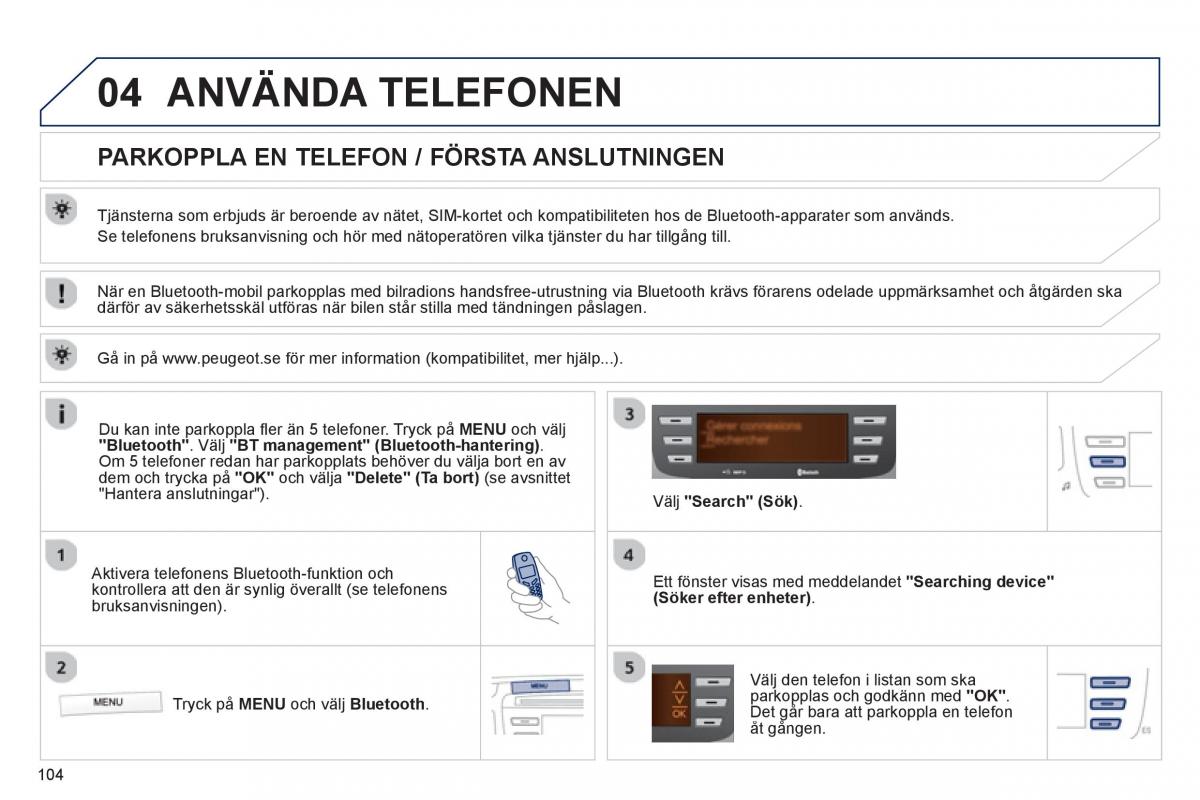 Bedienungsanleitung Peugeot 107 instruktionsbok / page 106