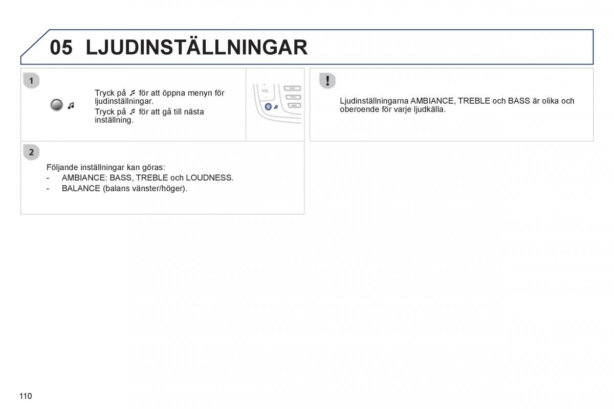 Bedienungsanleitung Peugeot 107 instruktionsbok / page 112