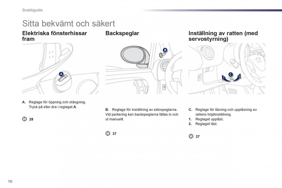 Peugeot 107 instruktionsbok / page 12