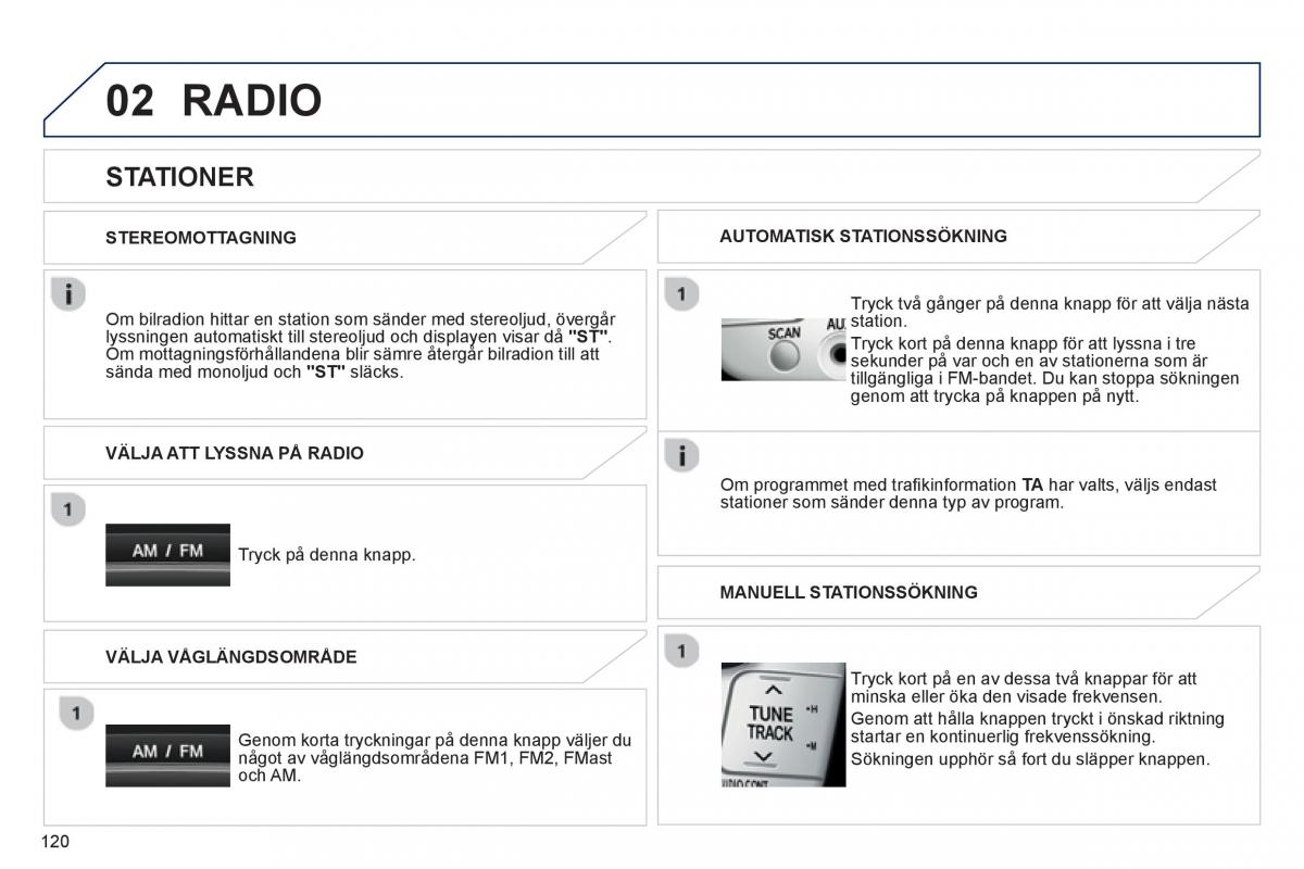 manual de usuario Peugeot 107 instruktionsbok / page 122