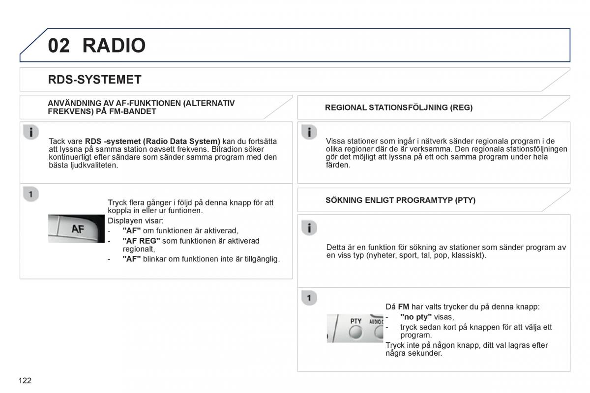 Bedienungsanleitung Peugeot 107 instruktionsbok / page 124