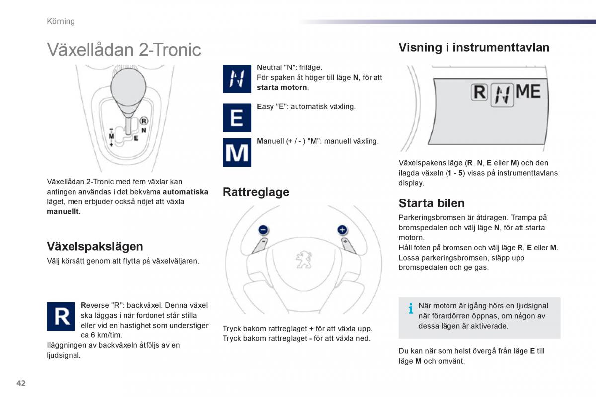 Bedienungsanleitung Peugeot 107 instruktionsbok / page 44