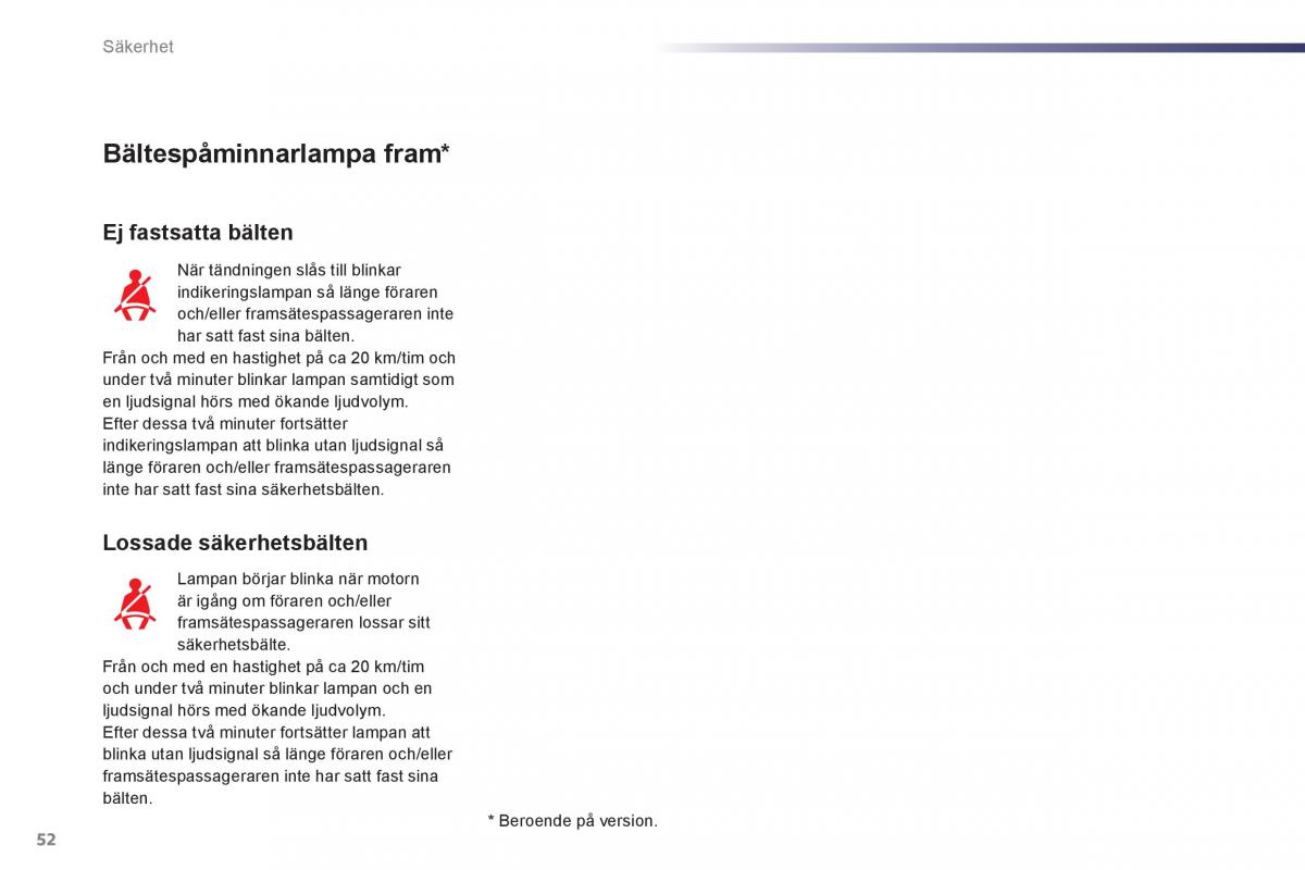 manual de usuario Peugeot 107 instruktionsbok / page 54