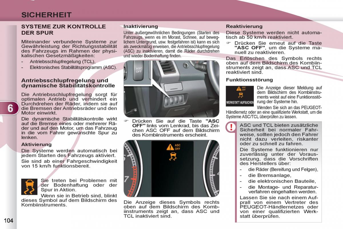 manuel du propriétaire Peugeot 4007 Handbuch / page 106