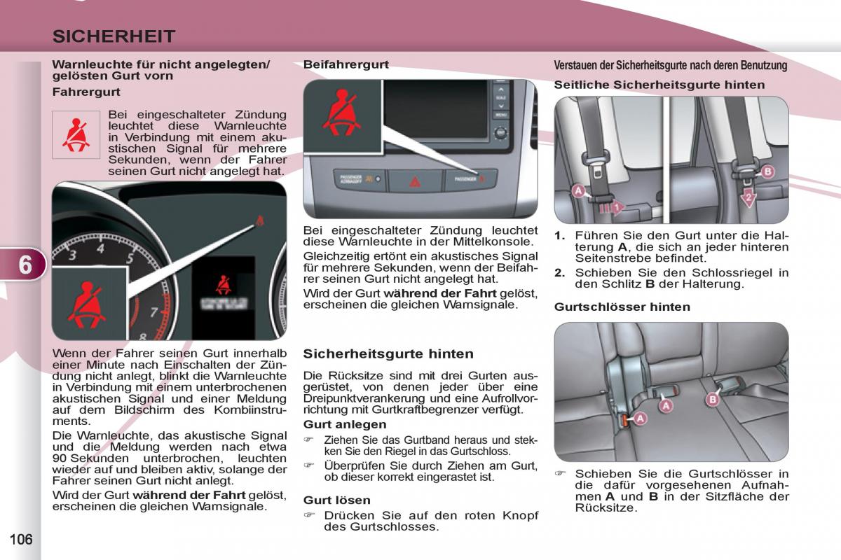 manuel du propriétaire Peugeot 4007 Handbuch / page 108