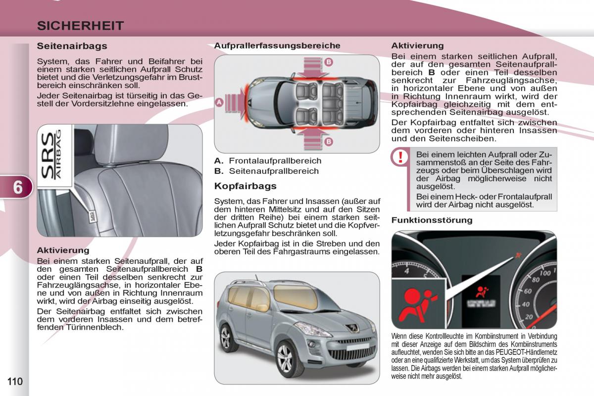 manuel du propriétaire Peugeot 4007 Handbuch / page 112