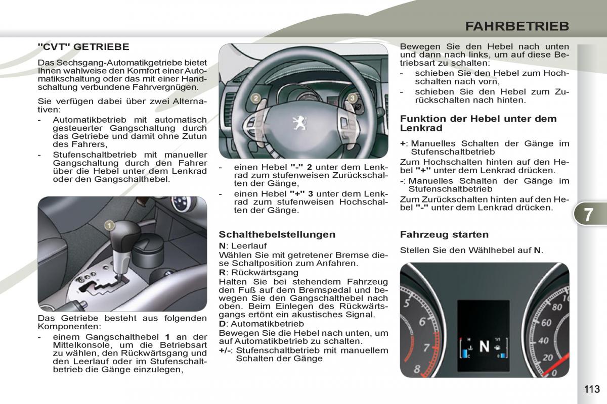 manuel du propriétaire Peugeot 4007 Handbuch / page 115