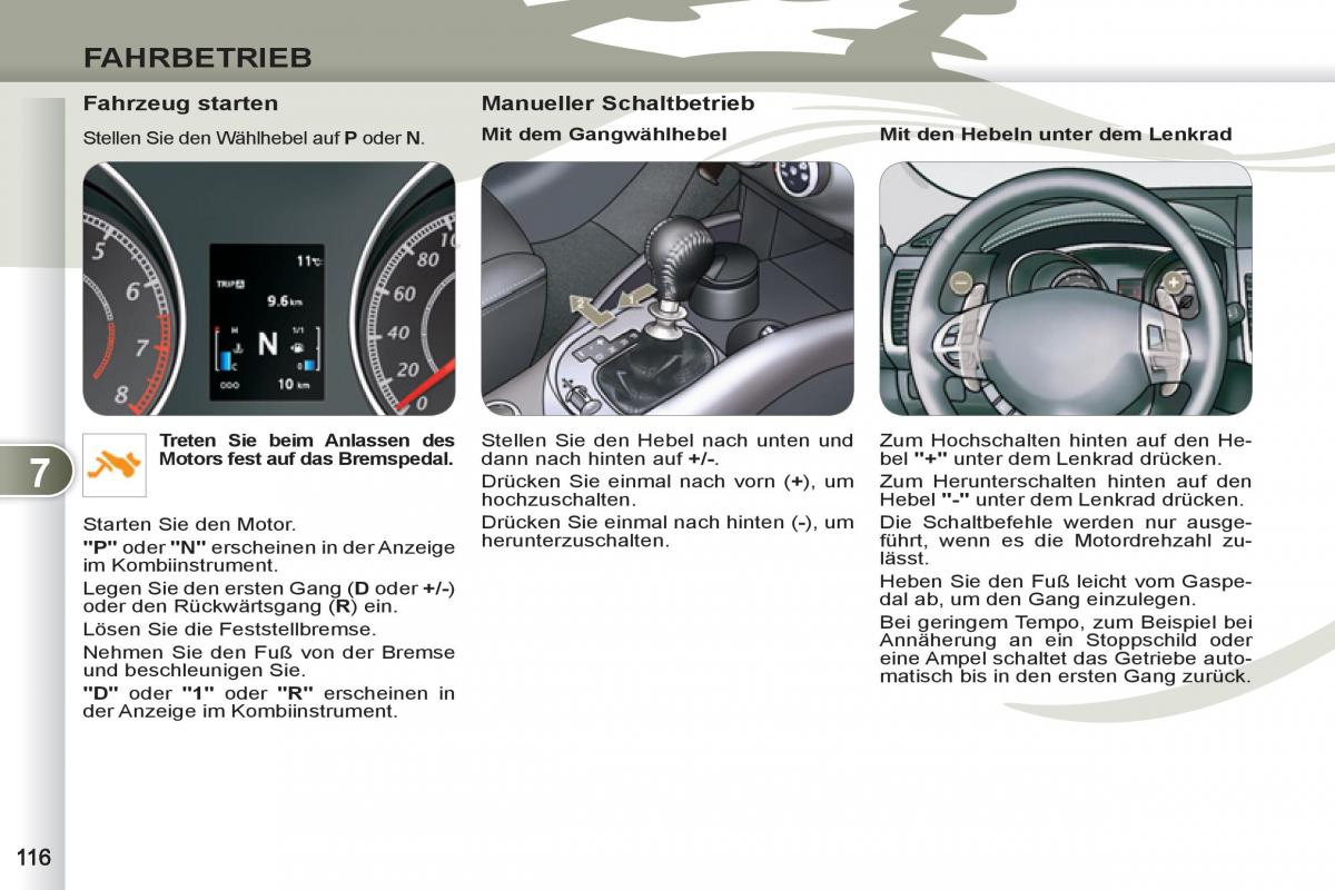 manuel du propriétaire Peugeot 4007 Handbuch / page 118